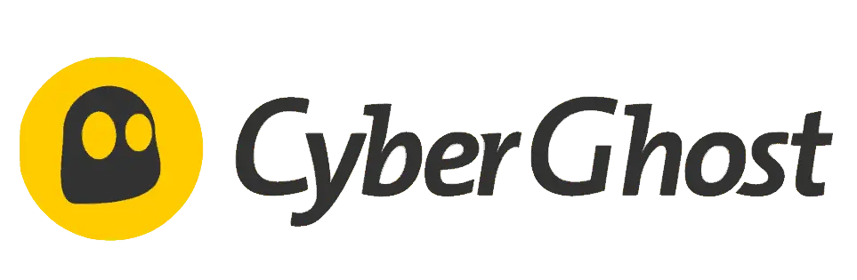 CyberGhost logo with a yellow background and a black ghost icon.