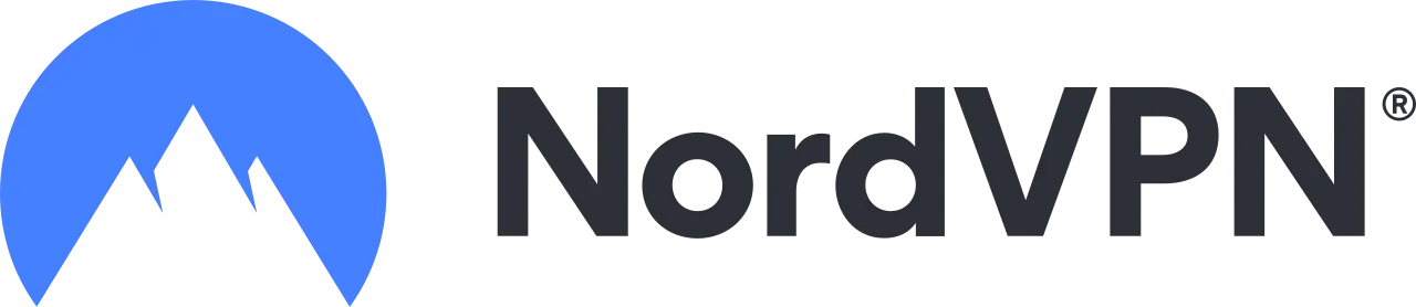 NordVPN logo featuring a blue mountain silhouette within a circular blue background.